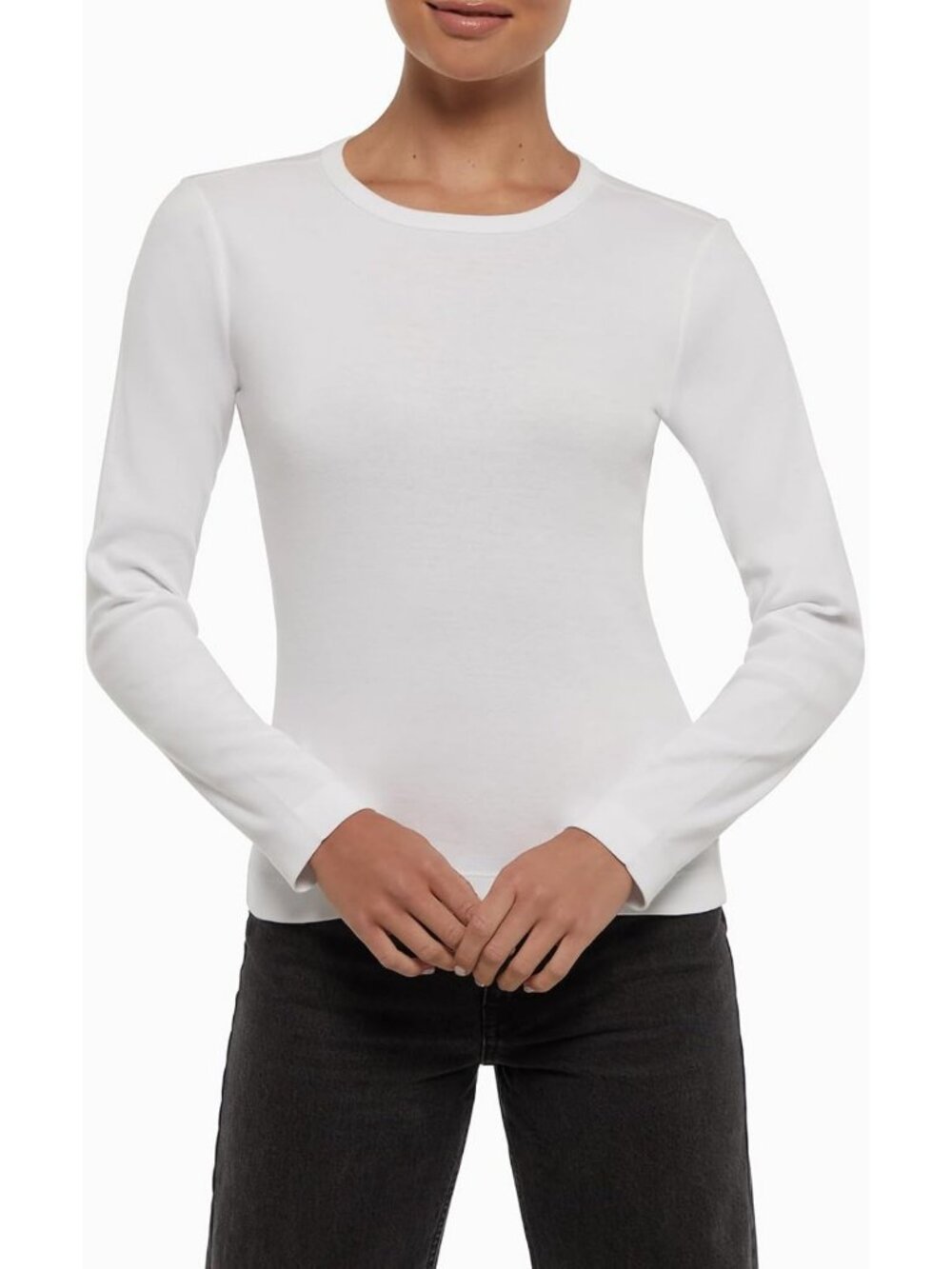 Chic Women's Crew Neck Long Sleeve Tee - Soft, Comfortable, Versatile Top
